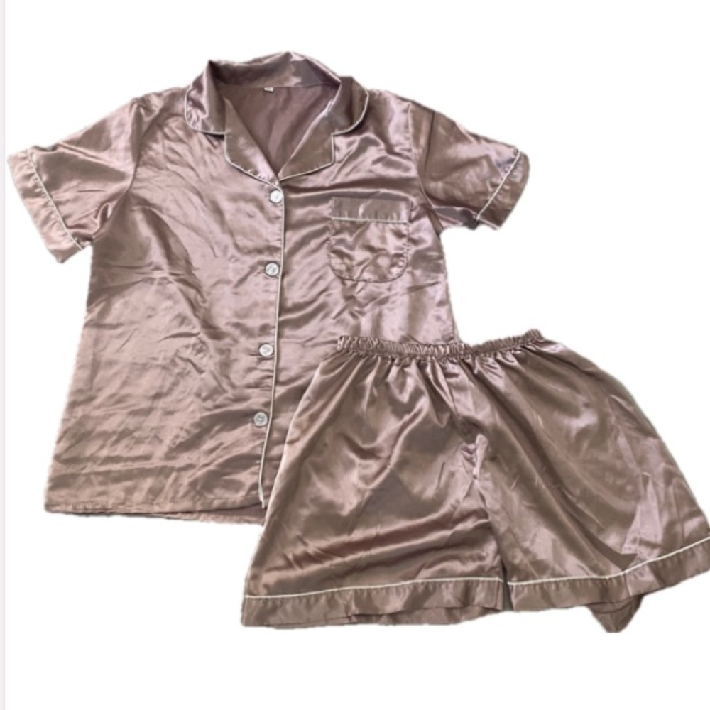Matching Silk PJ Set Medium Womens Rose Gold